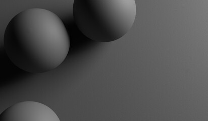 Marbles on gray background, simple background, dark tone, 3D illustration