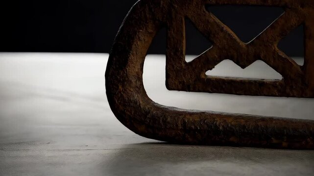 Rusted vintage metal hook with envelope symbol represents internet security and malicious email communication threat