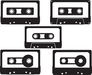 Obraz premium Classic Cassette Silhouette Vector Illustration