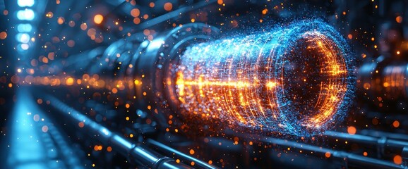 Abstract futuristic engine with glowing energy