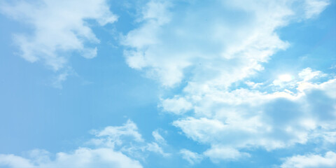 Obraz premium sunny sky blue light watercolor background. Aquarelle painting brush effect card paper textured canvas cloudy smoke space for text, entertaining card, template. aquamarine color graphics illustration