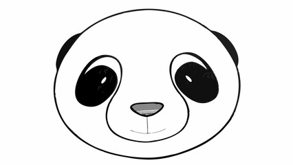 Fototapeta premium simple panda face, cute panda illustration,