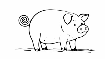 Obraz premium : A pig with a spiral tail and oval body