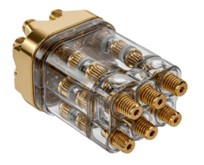 Connecting technologies advanced connector assembly industrial workspace product view isolated on transparent background