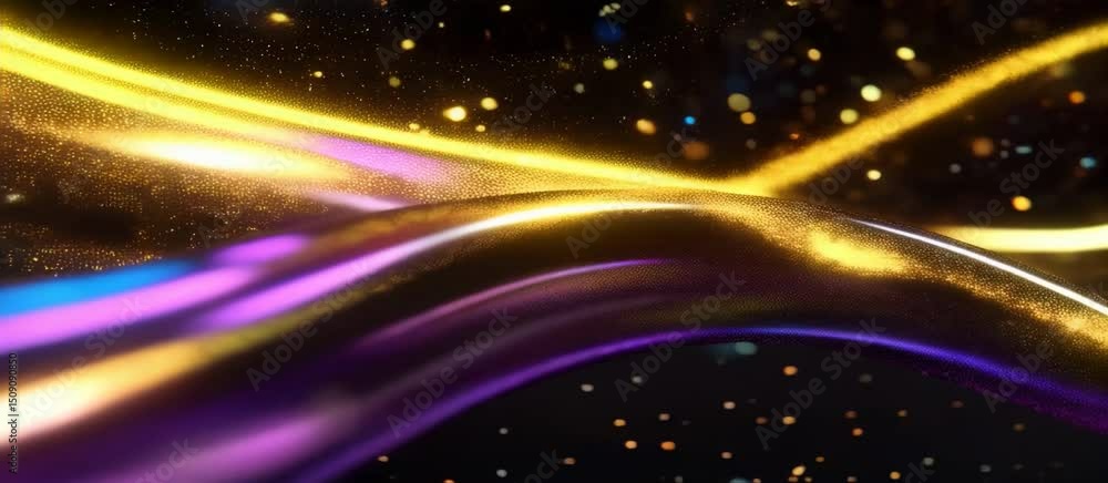 Aufkleber vibrant abstract neon waves with dynamic light and colorful particle movement