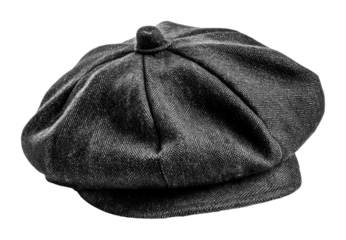 Stylish black beret hat showcase product elegant fashion trends isolated on transparent background