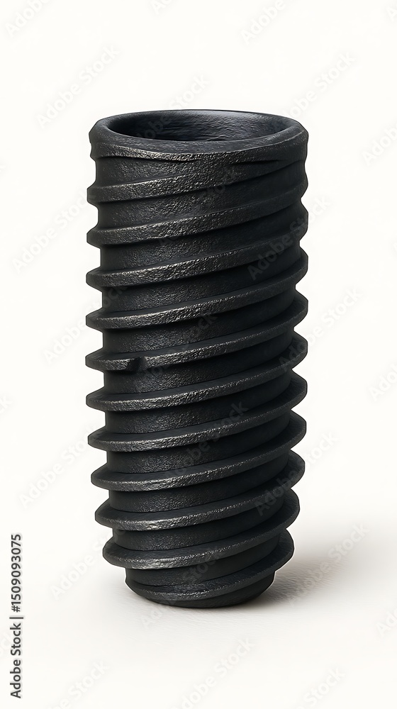 Poster black cylindrical object with spiral texture and smooth surface