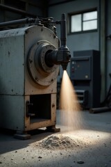 Industrial Machine Dispensing Fine Powder in a Factory Setting
