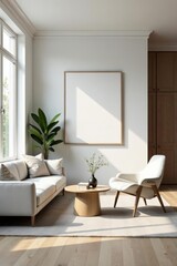 Modern Minimalist Living Room Interior Design with Neutral Tones and Natural Light