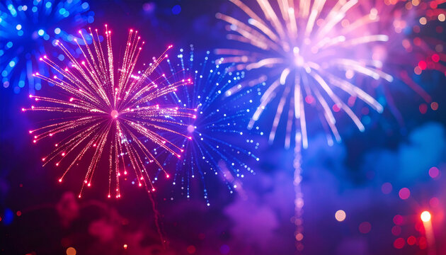 Abstract America: Red, White and Blue Flags and Fireworks 47