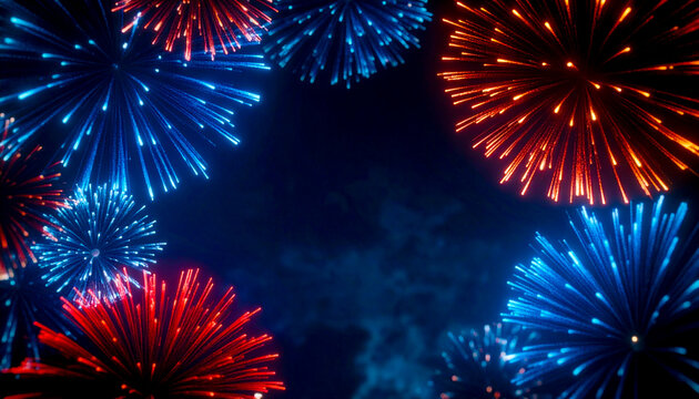 Abstract America: Red, White and Blue Flags and Fireworks 71