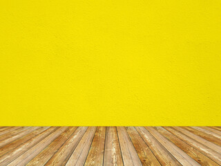 Empty interior painted on solid yellow color.