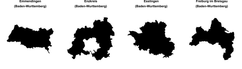 Emmendingen, Enzkreis, Esslingen, Freiburg im Breisgau outline maps
