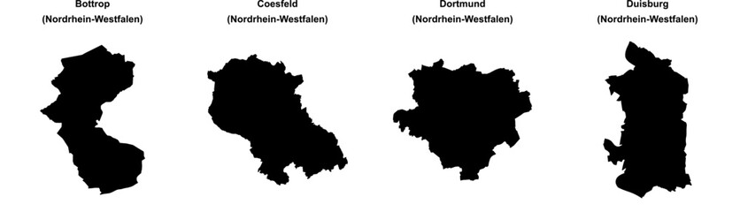 Bottrop, Coesfeld, Dortmund, Duisburg outline maps