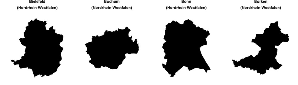 Bielefeld, Bochum, Bonn, Borken outline maps