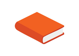 Simple vector illustration of an orange book in isometric perspective on white background