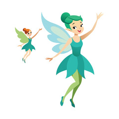 Two cheerful fairy characters, a great design for children's products.
