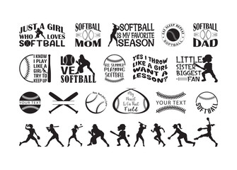  Softball vector,  Softball clipart,  Softball silhouette