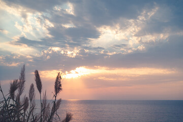 Serene Sunset Over the Calm and Beautiful Ocean at Dusk