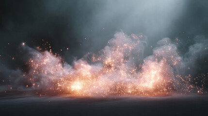 Fototapeta premium dynamic explosion of colorful sparks and smoke creates dramatic visual effect, enhancing with vibrant energy and movement