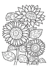 Hand drawn flower black and white 