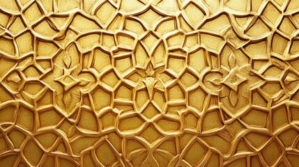 Ornate golden geometric pattern design on a surface.