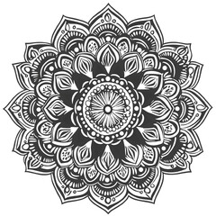 Intricate black and white mandala design decorative artwork for meditation and spiritual practices