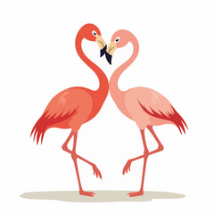 Naklejka premium Two pink flamingos Phoenicopterus roseus forming heart shape with their necks. Elegant flamingos in love creating romantic heart symbol. Pair of flamingos perfect for Valentine's Day cards,