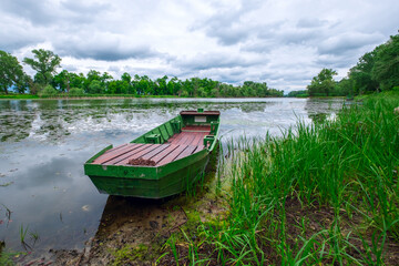 River Tisza in beautiful sunshine with pleasant colors.