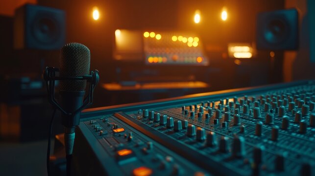 microphone in a recording studio
