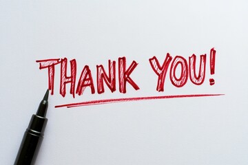 Handwritten thank you note with red marker