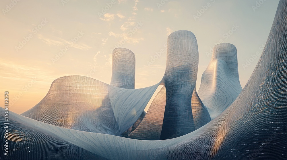 Poster abstract architectural structure at dawn.
