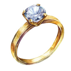 watercolor vector of Ring, high quality, isolated on a white background.