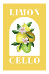 Limoncello lemon design with citrus wedges