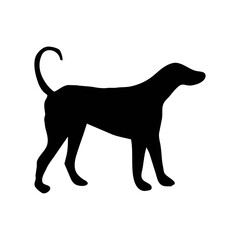 Loyal dog silhouette vector for pet branding, veterinary logos, animal care themes, security icons, and companion animal illustrations.


