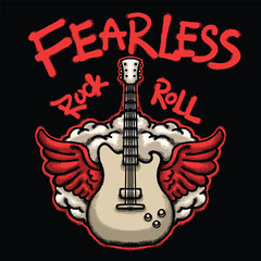 Guitar with Wings Urban Streetwear t shirt design