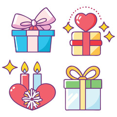 Occasion Gift Box Icons for Christmas Birthday Wedding and Valentine Designs in Multiple Styles
