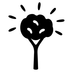 Stylized tree with a radiant aura on white background vector illustration