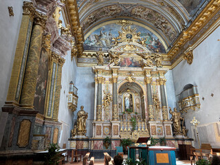 The interior of the Church of Santa Maria sopra Minerva, Assisi, Italy.