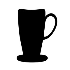 Silhouette of a Coffee Cup with a Handle on a White Background
