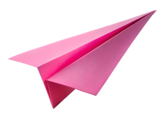 pink paper airplane isolated on white background.PNG Transparent file type with high definition picture quality available.