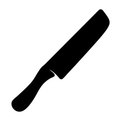 Black silhouette of a modern kitchen knife on a white background image