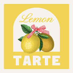 Lemons with pink bow in retro script Lemon TARTE