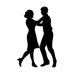 Silhouette of a couple dancing closely with elegant and stylized movements