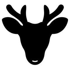 Silhouette of a Majestic Deer Head with Antlers on a White Background