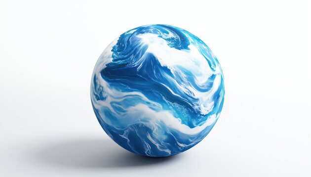 Blue Planet Earth On White: Celebrating Water Day, World Oceans Day, Earth Day, And The Importance Of Saving Water