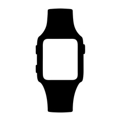 Smartwatch in Silhouette with Square Display and Black Band on White Background