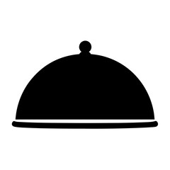 Elegant Black and White Cloche Serving Dome Silhouette Illustration Image