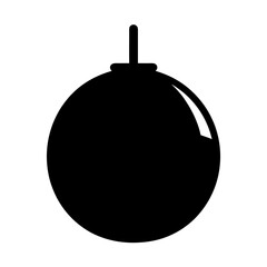 Simple black and white round bomb icon with fuse on top