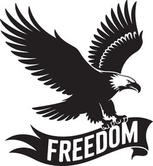 Bald eagle in flight, perched with flag, or clutching a banner